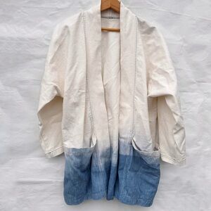 Handmade blue, white dip dye tie dyed kimono jacket size medium wk1
